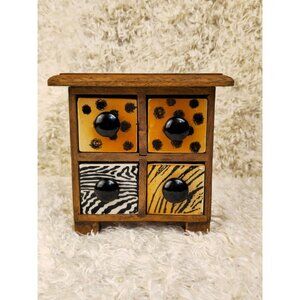 Apothecary Wood Chest with Painted Ceramic Drawers